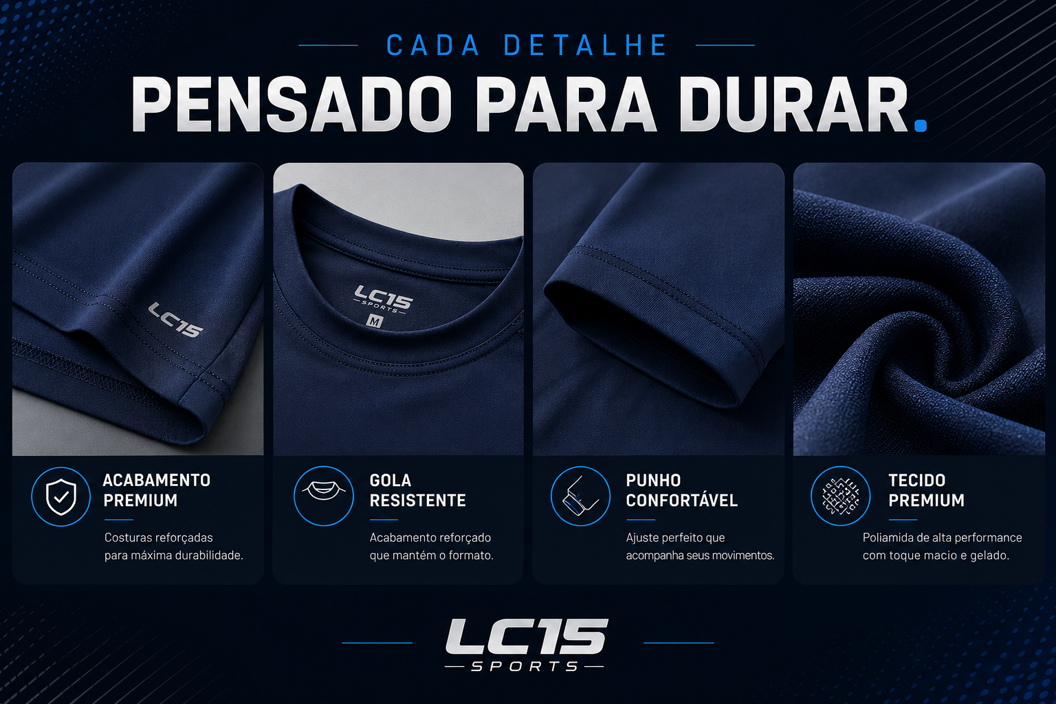 Acabamento da camiseta Poliamida Premium LC15 Sports